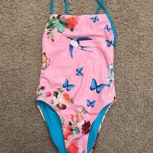 Sporti Pink and Blue One Piece Swimsuit Butterfly Print